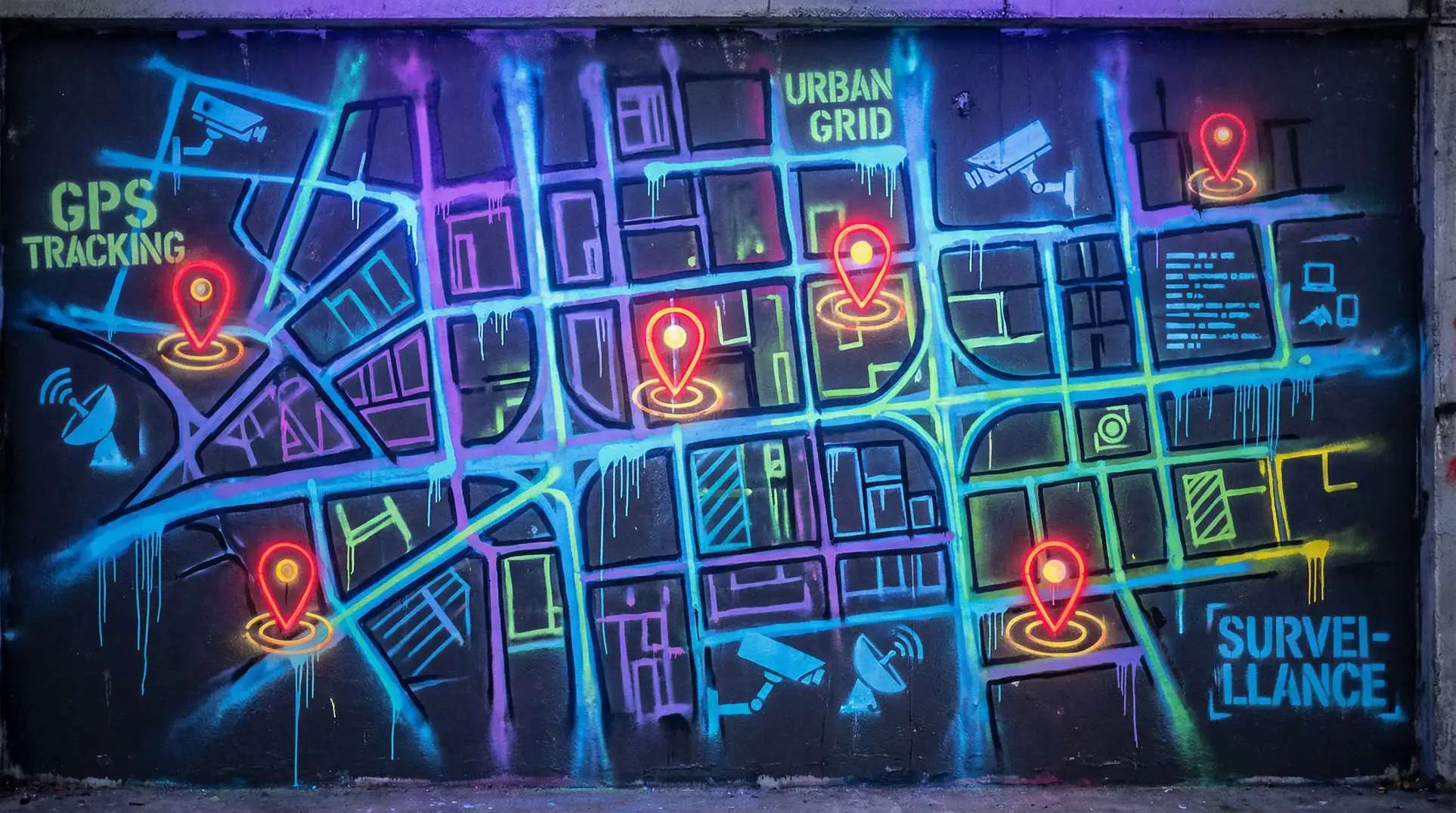 你们一个一个来我好痛 狗仔追踪地图 - 城市涂鸦风格
